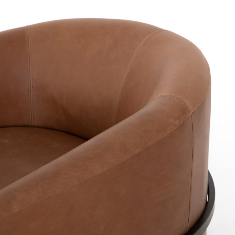 Top grain discount leather barrel chair